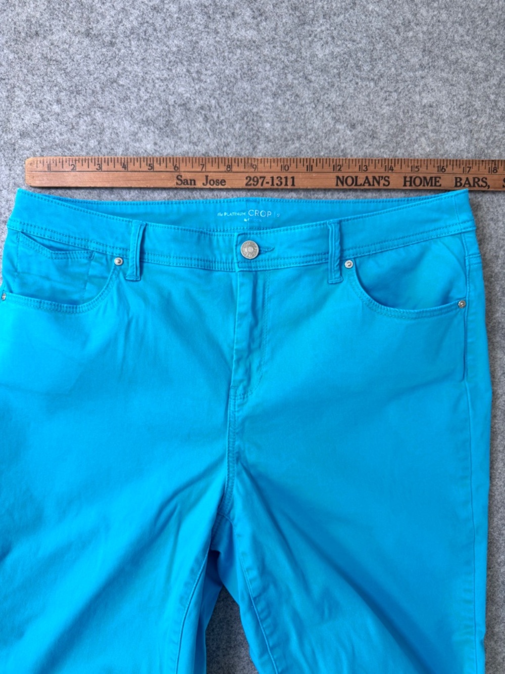 Chico’s The Platinum Crop Pants Turquoise Blue Stretch Crop Jeans Sz 2 - Picture 8 of 11